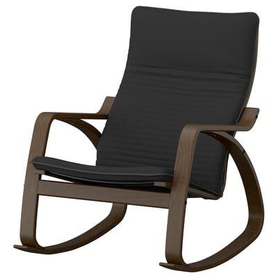 POÄNG Rocking-chair, walnut effect/Knisa black