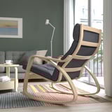 POÄNG Rocking-chair, white stained oak veneer/Gunnared dark grey