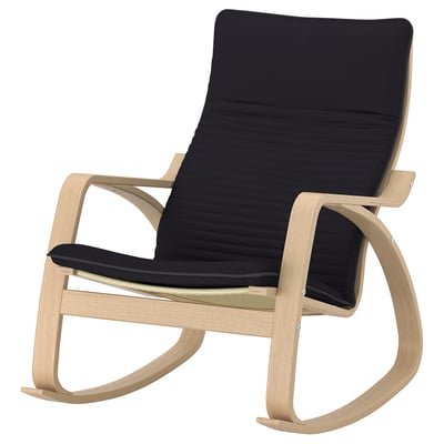 POÄNG Rocking-chair, white stained oak veneer/Knisa black