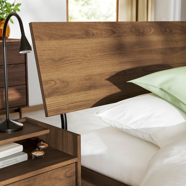 RÅDMANSÖ Bed frame, brown walnut effect, 140x200 cm