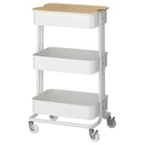 RÅSKOG / NORRÅVA Trolley with lid, white, 35x45x77 cm