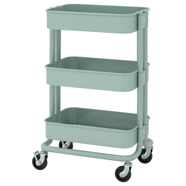 RÅSKOG Trolley, light turquoise, 28x38x61 cm