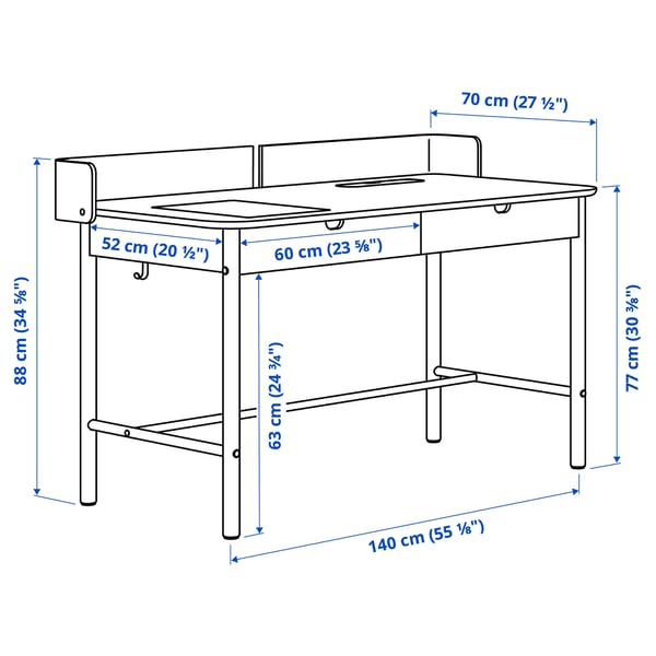 RIDSPÖ / LÅNGFJÄLL Desk and chair, anthracite dark grey/black
