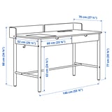 RIDSPÖ / LÅNGFJÄLL Desk and chair, anthracite dark grey/black