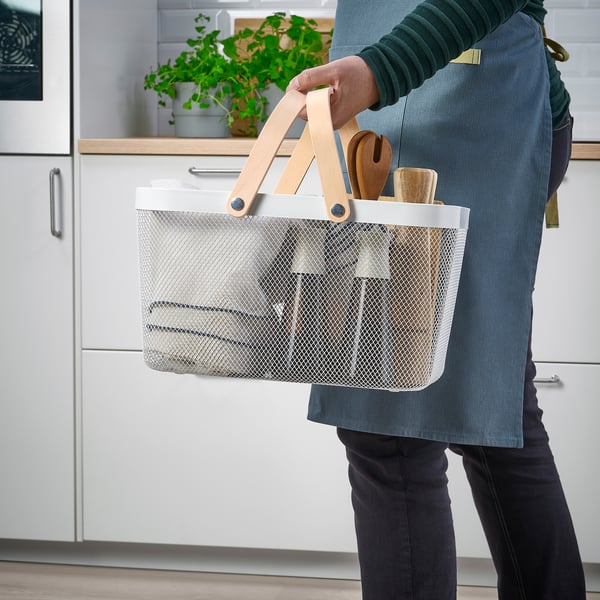 RISATORP Basket, white, 27x42x23 cm