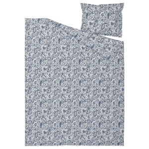 RODGERSIA Duvet cover and pillowcase, blue/white, 150x200/50x60 cm