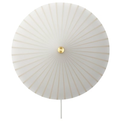 RORKULT Wall lamp, stripe pattern/white glass, 35 cm