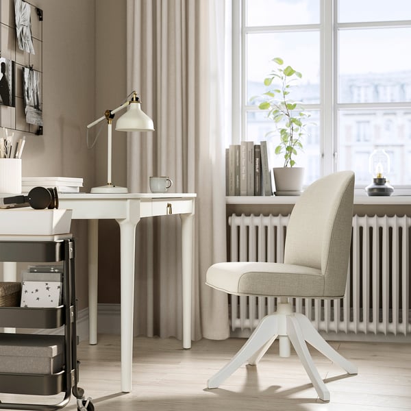 ROSENTORP Desk and chair, white/beige