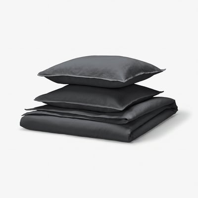 RUNDHAGTORN Duvet cover and 2 pillowcases, anthracite, 240x220/50x60 cm