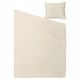 Beige RUNDHAGTORN duvet set, linen-cotton blend, soft wrinkled look, includes duvet and pillowcase.