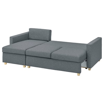 SALTSJÖBADEN 3-seat sofa-bed with chaise longue, Gunnared medium grey