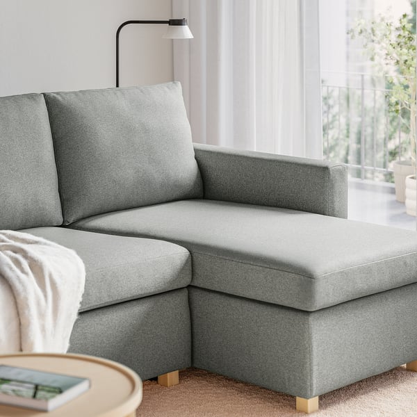 SALTSJÖBADEN 3-seat sofa-bed with chaise longue, Tonerud grey