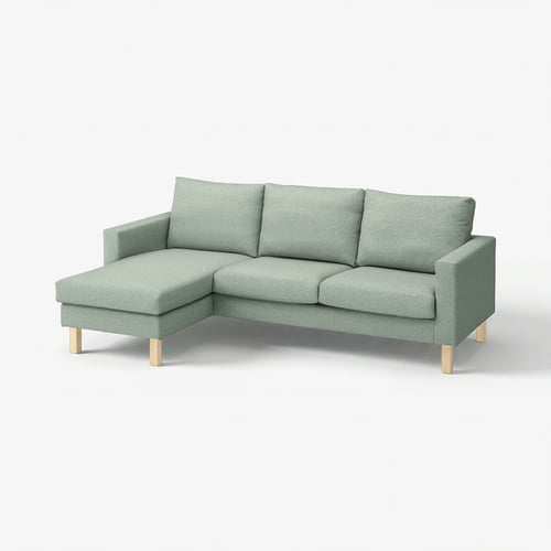 SALTSJÖBADEN Cover f 3-seat sofa w chaise longue, Gunnared light green