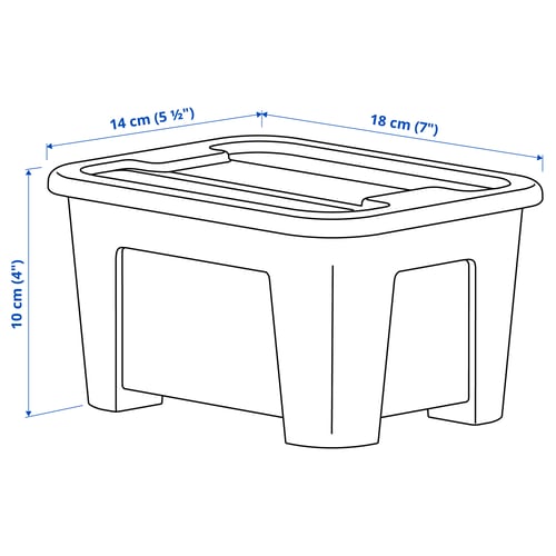 Illustration with measurements for the product: SAMLA.
