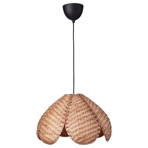 SANDKORN / HAVSDJUP Pendant lamp, handmade rattan/black, 45 cm
