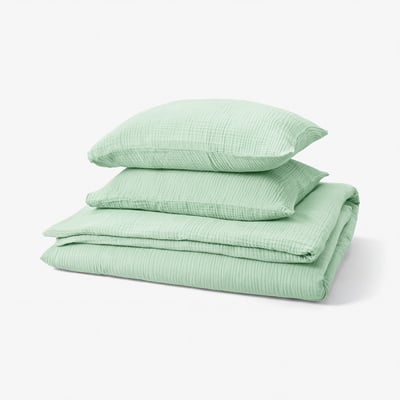 SCHERSMIN Duvet cover and 2 pillowcases, pale green, 240x220/50x60 cm