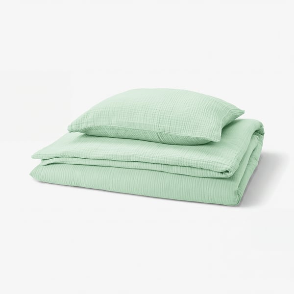 SCHERSMIN Duvet cover and pillowcase, pale green, 150x200/50x60 cm