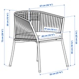 SEGERÖN Table and 4 chairs with armrests, outdoor dark green/Frösön/Duvholmen stripe pattern, 147 cm