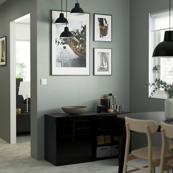 SELSVIKEN Door/drawer front, high-gloss black, 60x38 cm