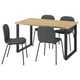 SKÅLSTA Table and 4 chairs, oak effect U-shaped black-grey/Knäbäck dark grey tubular metal/black-grey, 140x80 cm