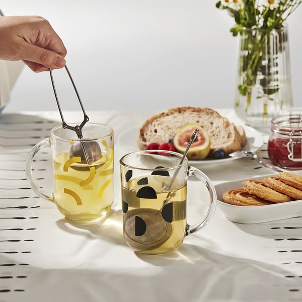 SKEDSTÖR Mug, mixed colours yellow/black, 30 cl