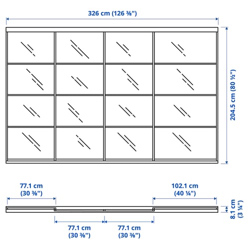 Illustration with measurements for the product: SKYTTA.