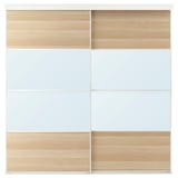 SKYTTA / MEHAMN/AULI Sliding door combination, white/white stained oak effect mirror glass, 202x205 cm