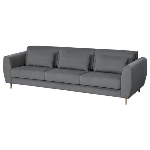 Grey modern sofa, SLATORP, with adjustable cushions, sleek legs, and comfortable, supportive design.
