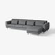 Modern grey l-shaped SLATORP sofa with wooden legs.