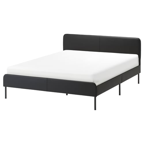 SLATTUM upholstered bed frame, Bomstad black, 140x200 cm IKEA Switzerland