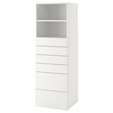 SMÅSTAD / PLATSA Bookcase, white white/with 6 drawers, 60x57x181 cm