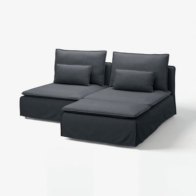 SÖDERHAMN 2-seat sofa with chaise longue, Knäbäck anthracite