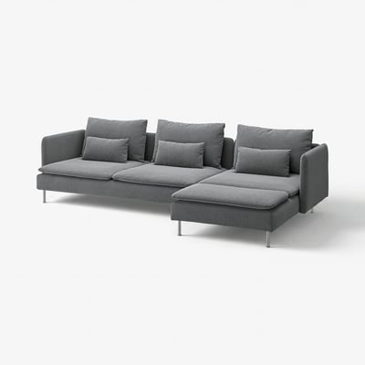 SÖDERHAMN 4-seat sofa, with chaise longue/Johanneshov dark grey