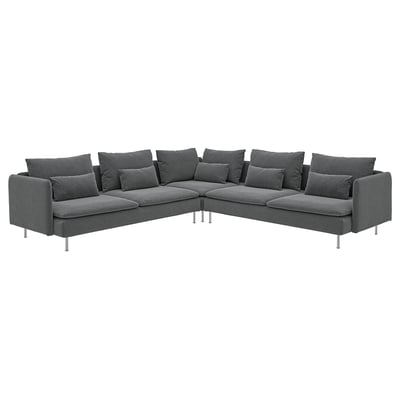 SÖDERHAMN Corner sofa, 6-seat, Johanneshov dark grey