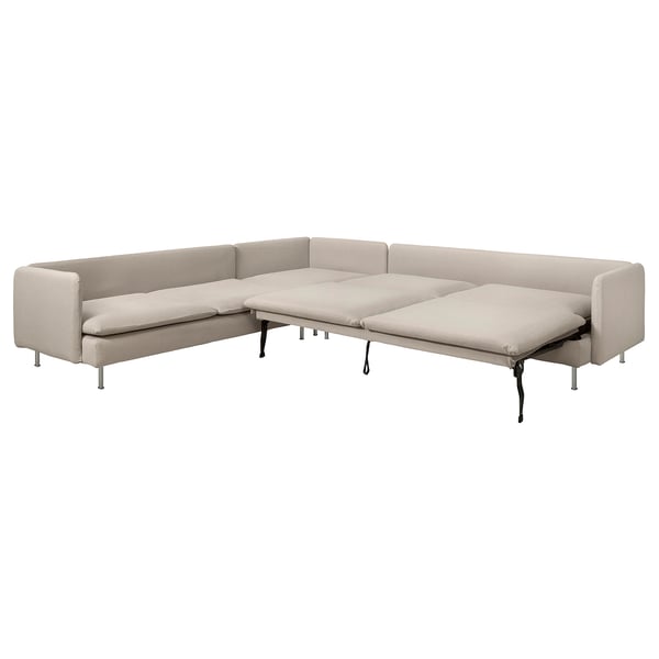 SÖDERHAMN Corner sofa-bed, 6-seat, Fridtuna light beige