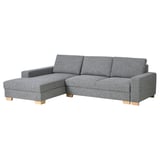 SÖRVALLEN 3-seat sofa-bed with chaise longue, left/Lejde grey/black