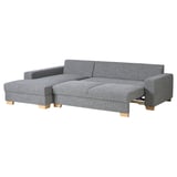 SÖRVALLEN 3-seat sofa-bed with chaise longue, left/Lejde grey/black