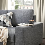 SÖRVALLEN 3-seat sofa-bed with chaise longue, left/Lejde grey/black