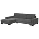 SÖRVALLEN 3-seat sofa-bed with chaise longue, left/Tallmyra medium grey