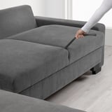 SÖRVALLEN 3-seat sofa-bed with chaise longue, left/Tallmyra medium grey