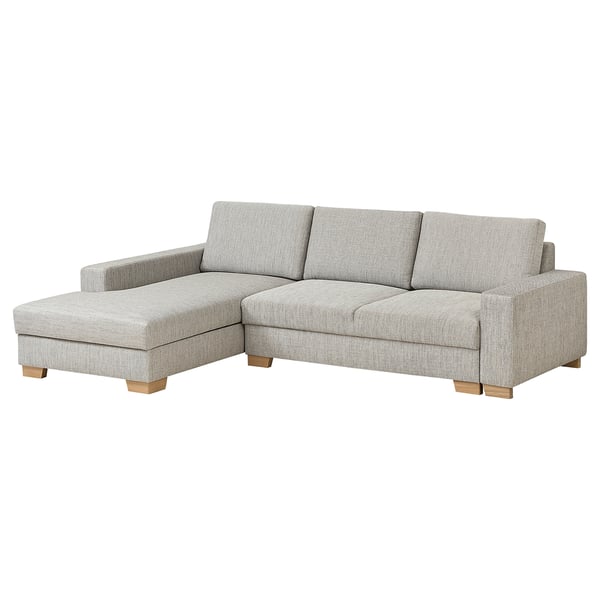 SÖRVALLEN 3-seat sofa-bed with chaise longue, left/Viarp beige/brown