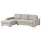 SÖRVALLEN 3-seat sofa-bed with chaise longue, left/Viarp beige/brown