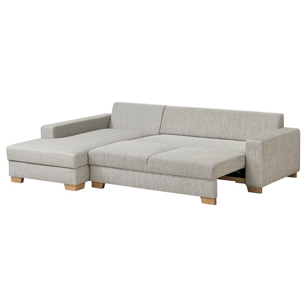 SÖRVALLEN 3-seat sofa-bed with chaise longue, left/Viarp beige/brown