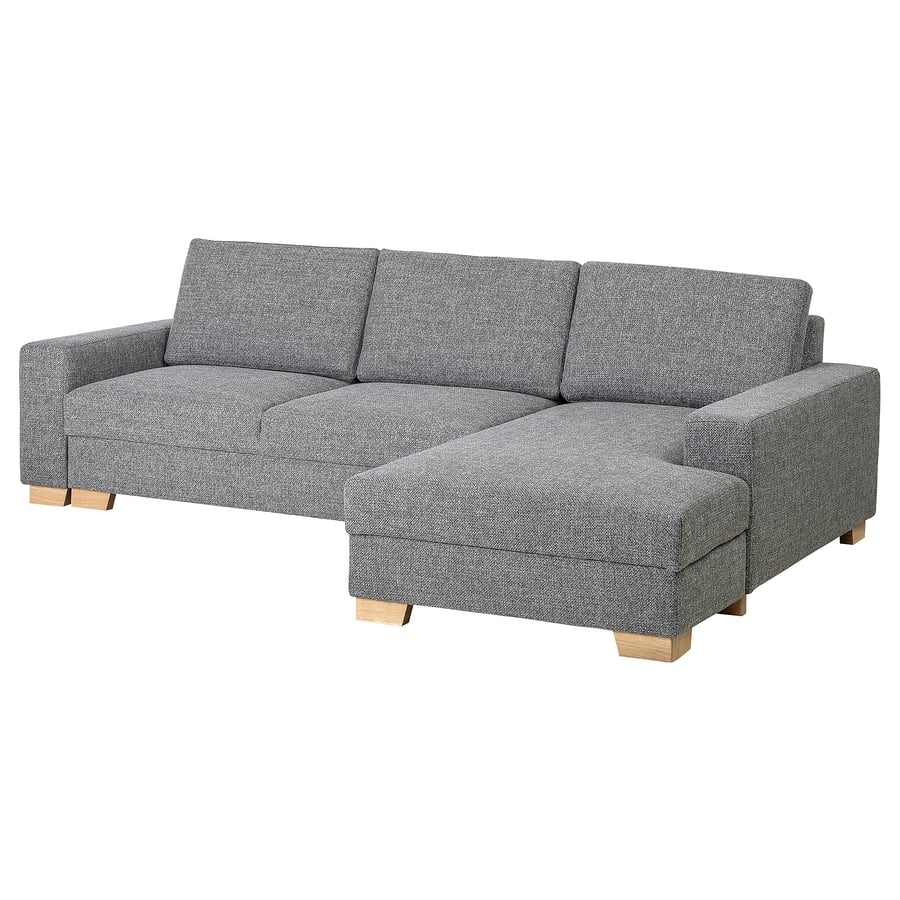 SÖRVALLEN 3seat sofabed with chaise longue, right/Lejde grey/black