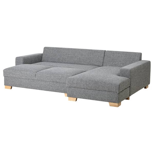 SÖRVALLEN 3-seat sofa-bed with chaise longue, right/Lejde grey/black