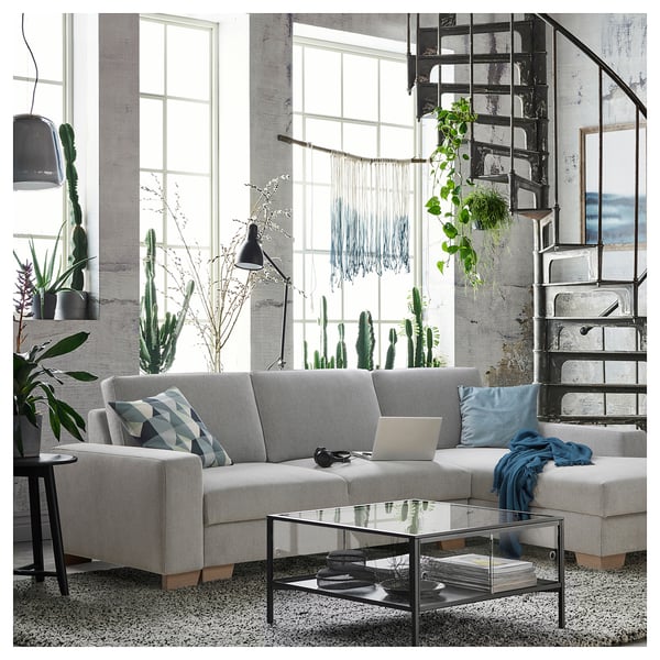 SÖRVALLEN 3-seat sofa-bed with chaise longue, right/Tallmyra black/white