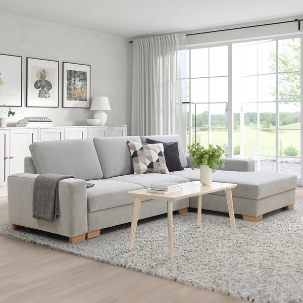 SÖRVALLEN 3-seat sofa-bed with chaise longue, right/Tallmyra black/white