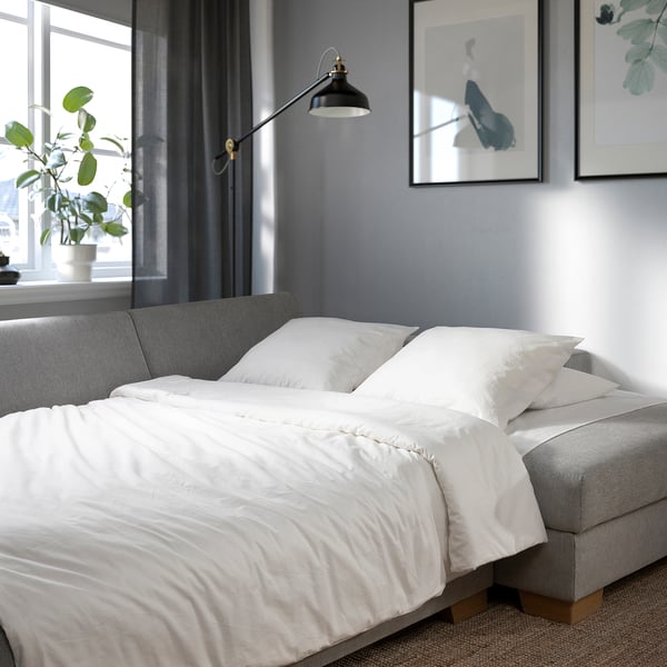 SÖRVALLEN 3-seat sofa-bed with chaise longue, right/Tallmyra black/white