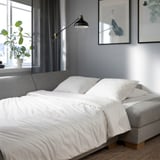 SÖRVALLEN 3-seat sofa-bed with chaise longue, right/Tallmyra black/white
