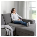 SÖRVALLEN 3-seat sofa-bed with chaise longue, right/Tallmyra medium grey